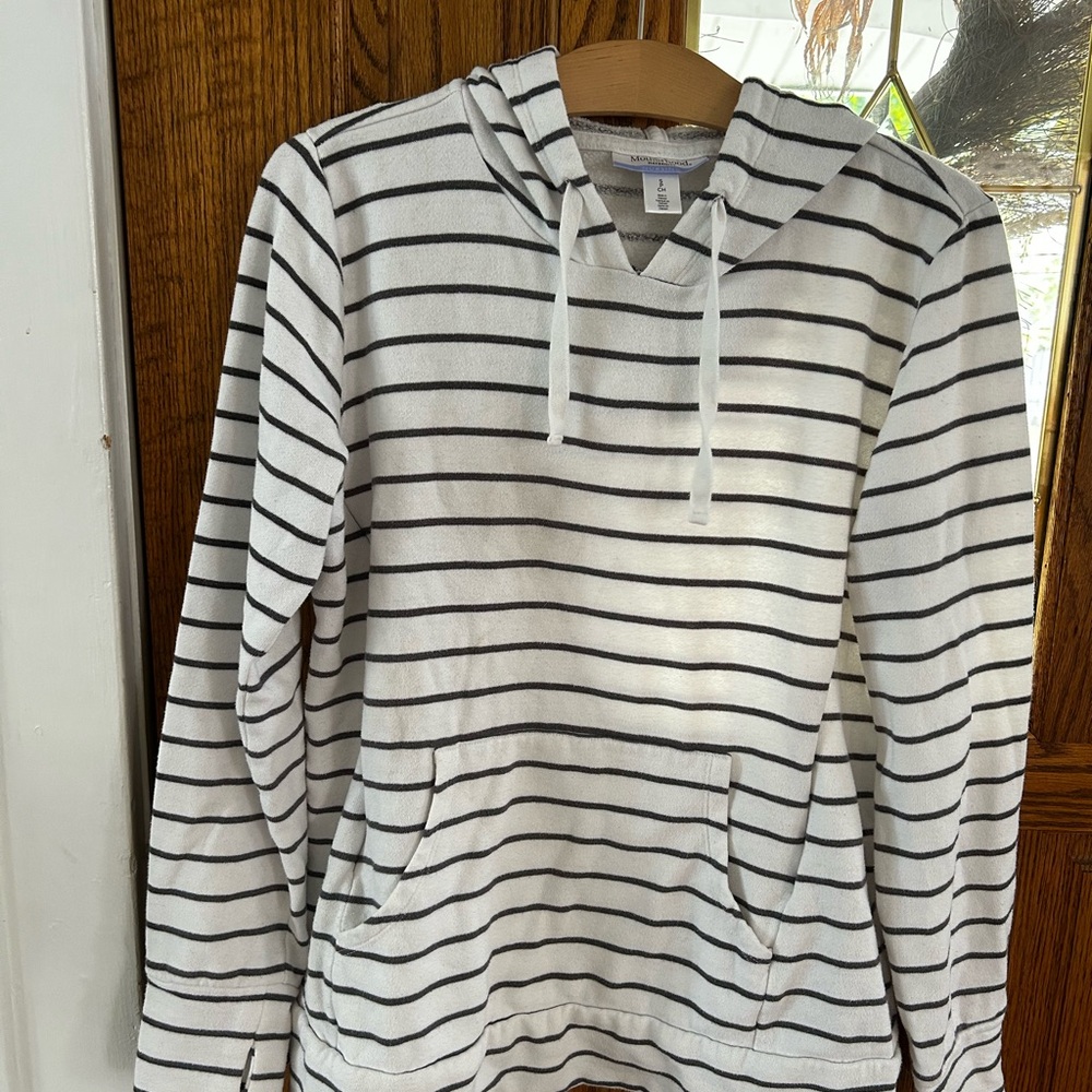 Motherhood Maternity Black and White Striped Nursing Hoodie